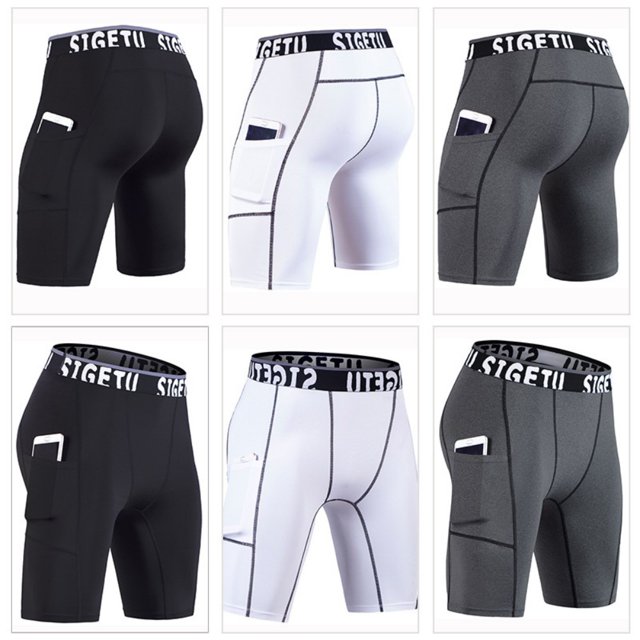 LYMAYTER Shorts de Compression Athlétiques pour Hommes, Shorts de Course avec Poche pour S-3TG