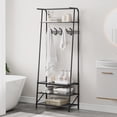 thumbnail image 3 of Modern Hall Tree with Bench & Shoe Storage – Metal Frame, 5 Single Row Hooks, Multifunctional Entryway Organizer for Hallway, Bedroom or Entry, Single Row Hook,Black, 3 of 7