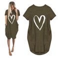 thumbnail image 5 of Pisexur Robe Maxi pour Femme Grande Taille Été Décontractée à Imprimé Cœur à Manches Courtes Col Rond Ample Unie Chemise de Nuit Plissée Robe de Sommeil Confortable avec Poches, 5 of 5