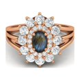 thumbnail image 2 of Bague de Mariage pour Femme Solitaire en Argent 925 Plaqué Or Rose Labradorite Ovale 4,03 Ctw, 2 of 4