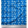 thumbnail image 1 of Soimoi Poly Georgette Fabric Cloud,Fish & Yacht Nautical Decor Fabric Printed Yard 42 Inch Wide, 1 of 3