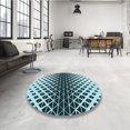thumbnail image 4 of Ahgly Tapis Rond Lavable en Machine Intérieur Transitionnel Moyen Vert Sarcelle, 6 Pieds Rond, 4 of 7