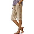 thumbnail image 1 of BLVB Linen Shorts for Women High Waisted Lightweight Bermuda Shorts Side Button Short Beach Vacation Outfits Pockets, 1 of 7