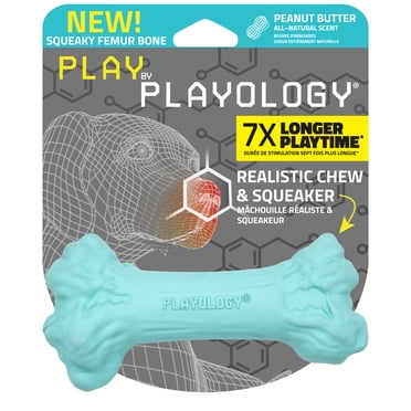 Playology Small Squeaky Femur - Peanut Butter Scented Dog Toy