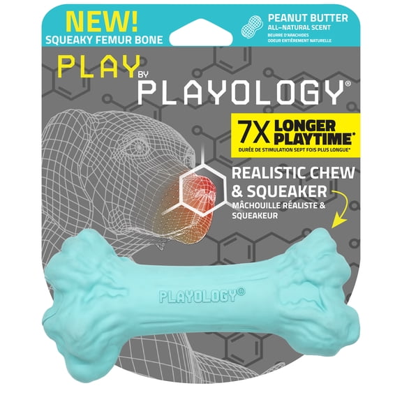 Playology Fémur couineux Beurre d'arachide Jouet parfumé pour chien