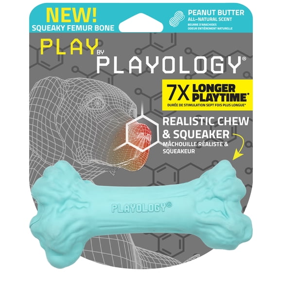 Playology Fémur couineux Beurre d'arachide Jouet parfumé pour chien