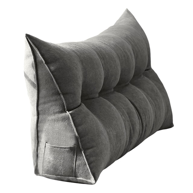 NAOJIE Triangular Wedge Pillow Queen,Backrest Positioning Support Cushion for Sitting in Bed,Back Rest Removable Reading Pillow Headboard Pillow Full Size(Dark Gray,L)