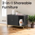 thumbnail image 1 of LEDREM Modern Cat Litter Box Furniture - Hidden Enclosure with Scratching Mat, Dual Doors, Side Table Function, Black and Gold, 1 of 5