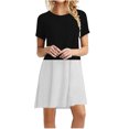 thumbnail image 1 of Pisexur Robe à Manches Courtes à Col Rond pour Femme, Robe Décontractée à Blocs de Couleur Imprimée à Manches Courtes à Col Rond pour Femme, Robe pour Femme, 1 of 4