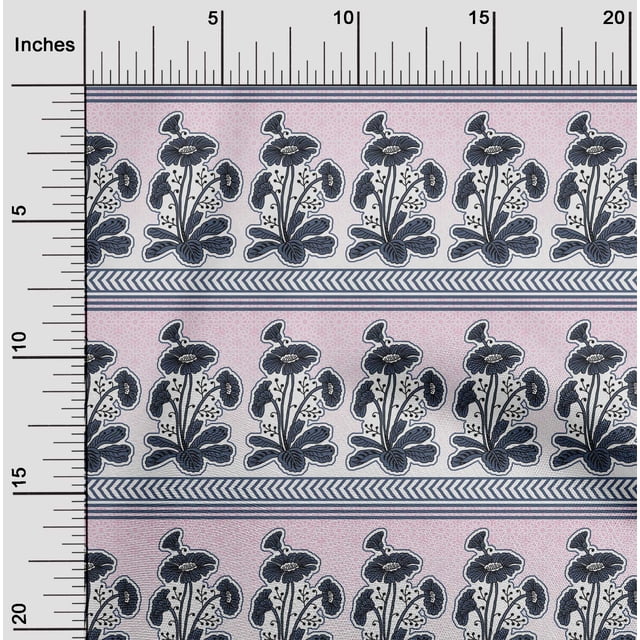 oneOone Polyester Lycra Light Pink Fabric Geometric|Leaves & Floral Block Sewing Craft Projects Fabric Prints By Yard 56 Inch Wide
