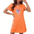 thumbnail image 4 of Mrat Nuisette avec Soutien-Gorge Intégré Robe pour Femme Vêtement de Nuit Manches Courtes Chemise de Nuit Décontractée Imprimée Robe de Sommeil Ample Confortable Pyjama Nuisette S-98 Orange TG, 4 of 7