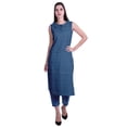 thumbnail image 1 of Moomaya Kurta Sans Manches à Col Peter Pan avec Pantalon Ensemble Ethnique 2 Pcs pour Femmes, 1 of 6