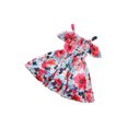 thumbnail image 1 of Xingqing 8 Colors Summer Princess Kids Girls Dress Flowers Printed Short Sleeve Off Shoulder Ruffles A-Line Chiffon Dress, 1 of 6