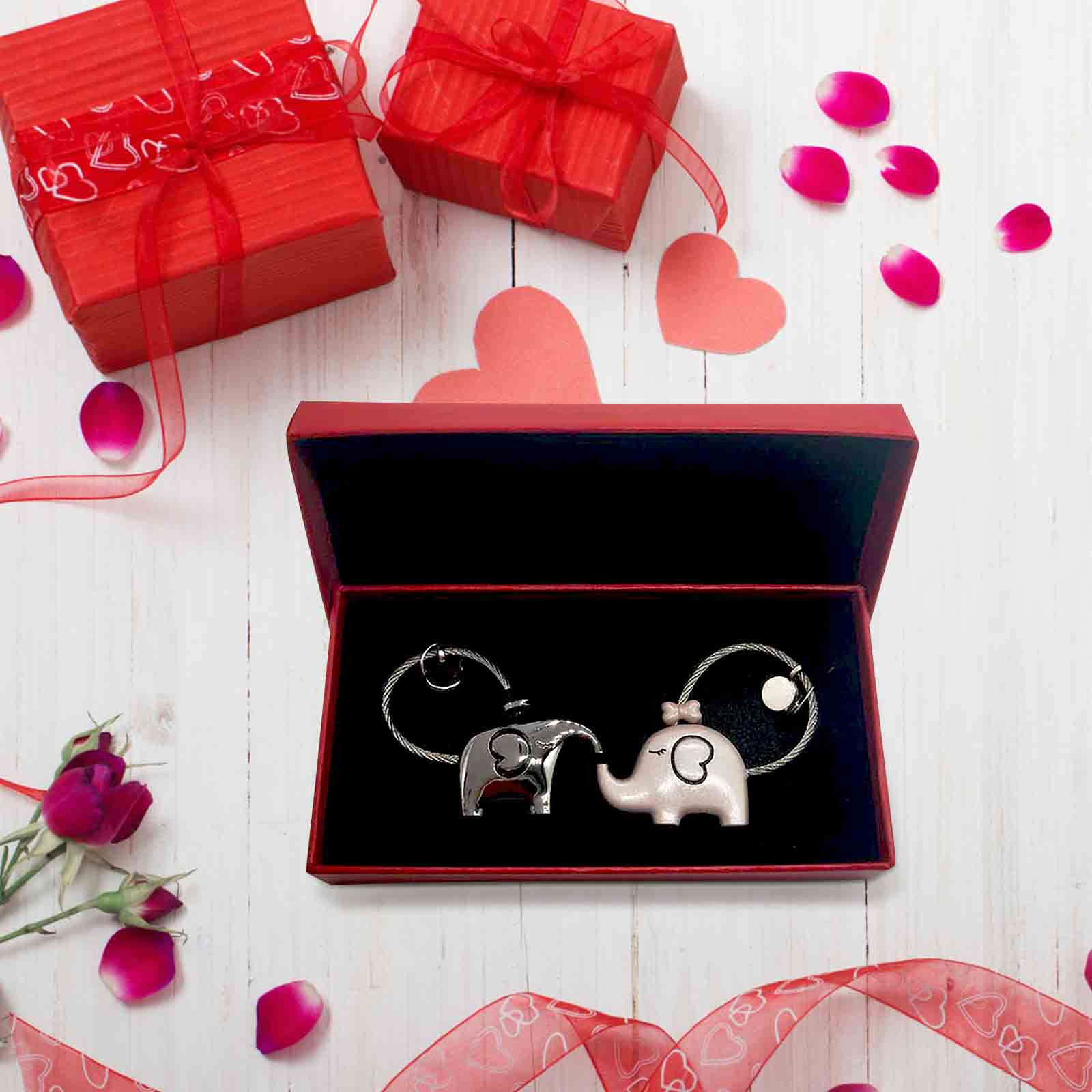 Cadeaux de la Saint-Valentin 2 Pcs Cadeau de la Saint-Valentin Cadeau de Noël Porte-Clés Rond en Acier Inoxydable