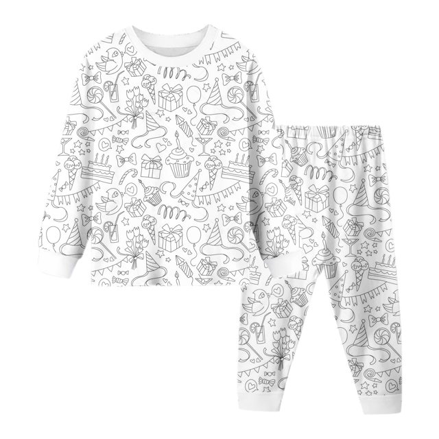 TZEWGL Pyjamas For Child Diy Hand Painted Set Colouring Long Sleeve Top With Pants 2Pcs Set Jammies For Toddlers size 6-7T