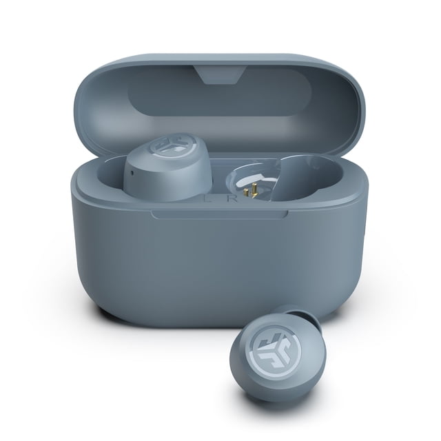 JLab Go Pop+ Écouteurs Véritables Sans Fil en Gris Ardoise avec Étui de Recharge compact. Offre une Connectivité Bluetooth, une Résistance à l'Eau IPX4, le Mode Be Aware pour une Conscience du Son Ambiant, et des Réglages Sonores Personnalisables via l'App JLab. Offre jusqu'à 9+ Heures d'Écoute par Écouteurs et Plus de 26+ Heures Supplémentaires avec l'Étui Mince rechargeable USB-C. Comprend Trois Ensembles d'Embouts en gel pour un Ajustement Sécuritaire et des microphones Méms Intégrés pour des