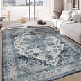 thumbnail image 1 of YUSAZENS 8 x 10 Vintage Persian Area Rug Distressed Washable Carpet, Anti-Slip Low-Pile Rug for Living Room, Bedroom, Modern Home Decor, Indoor Accent Rug Blue, 1 of 6