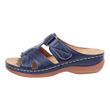 Pisexur Sandales Compensées pour Femmes Été Bohèmes Légères Souples à Enfiler Plates Sandales Compensées Plateforme Pantoufles de Plage Chaussures Décontractées Découpées Sandales Vintage pour Femmes Habillées