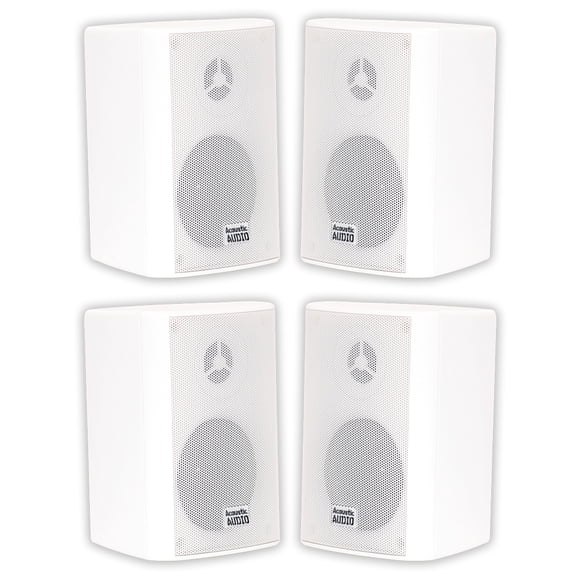 Acoustic Audio AA351W Outdoor Speakers Passive Mountable 2-Way White 4 Pack