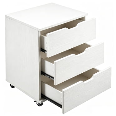 3-Drawer Wood Mobile File Cabinet with Lockable Wheels, Widened Under Desk Vertical Filing Cabinets for Home Office Legal Files, A4 Letter Size Documents