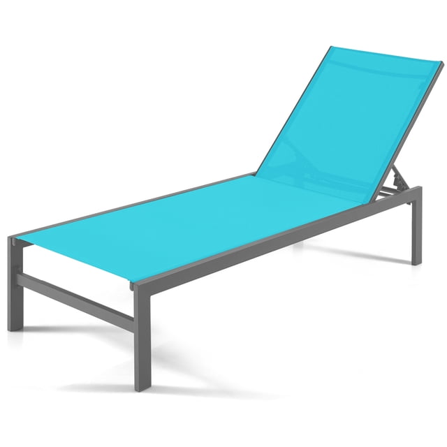 Costway Chaise Longue de Patio à 6 Positions en Aluminium, Inclinable Réglable, Turquoise
