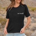 thumbnail image 2 of LUOGENLI T-shirts pour Femme pour Femmes Dames Mode Décontractée Couleur Unie Col Rond T-Shirt à Lettres Imprimées Manches Courtes Haut T-shirts pour Femmes T-shirts Graphiques T-shirts Amusants Vêtements d'Été Noir G, 2 of 5