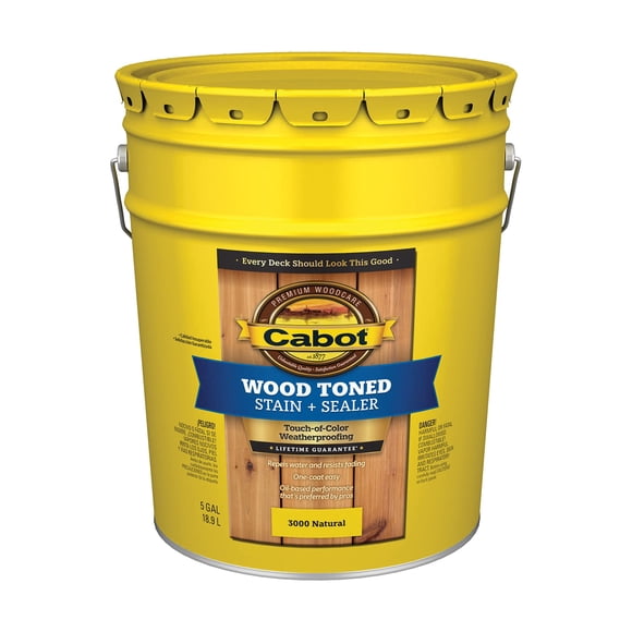 CABOT SAMUEL INC 3000-08 5 Gallon, Naturel, Bois, Teinture pour Terrasse et Revêtement, Protection Pénétrante contre le Soleil et les Éléments Météorologiques Dommageables, Hydrofuge, Facile à Appliquer, 1 Revêtement, 5 gal