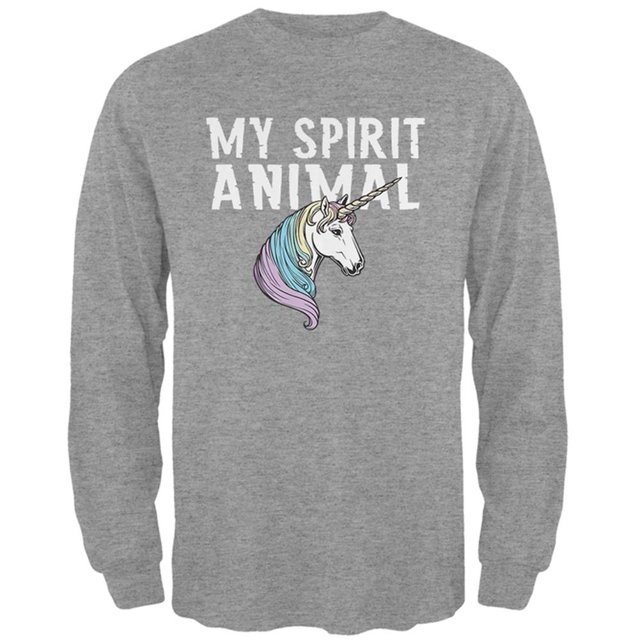 Mon Animal Spirituel Unicorn T-Shirt à Manches Longues pour Hommes