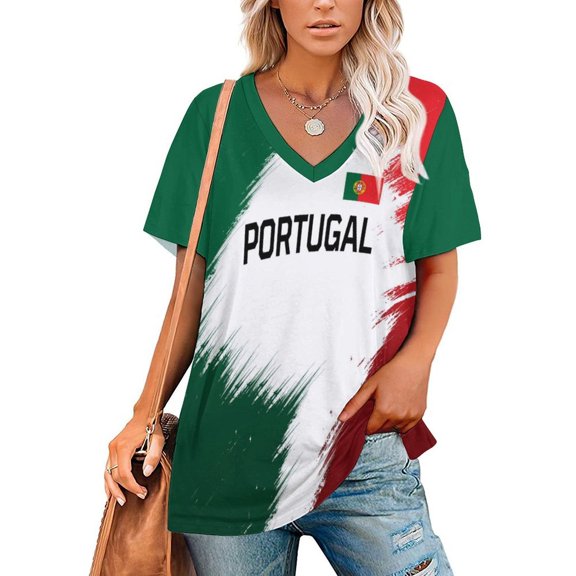 Chandail de Soccer pour Femmes Portugal 2026 pour Fans de Soccer avec Drapeau de la Nation - Personnalisé