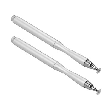 Yeacher Stylets Pointe Fine 2 en 1 avec Fibre et Disque Stylets Capacitifs Universels pour Cellulaire Tablette Écriture Dessin Lot de 2 Pcs 2Argent