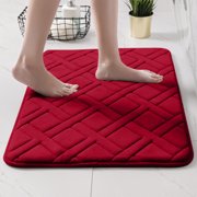 Floor Mats 40x60cm Red Absorbent Bathroom Floor Mat Machine Washable Non-Slip Bath Rug for Shower Tub Sink(1-Piece) Rkxzt