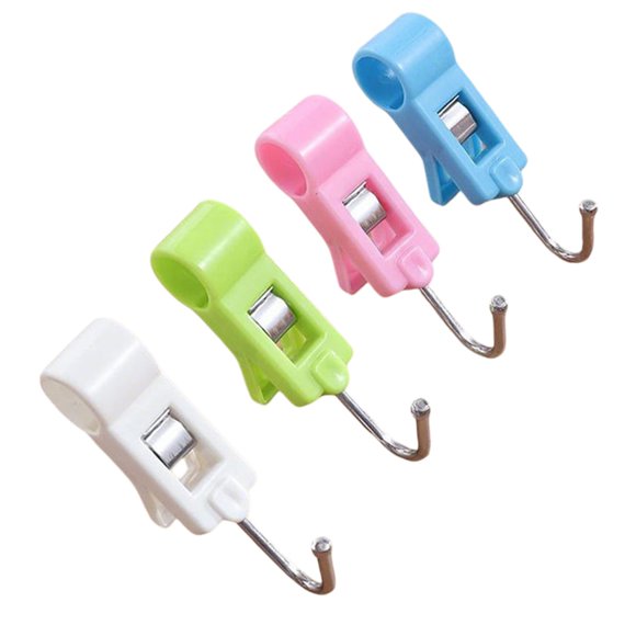 Stainless Hooks Double Clip for Kitchenware Pots Utensils Plants Towels Gardening Tools Clothes Non Slip Grip Hanging Organization Portable Multi Purpose Holder, 4 Clips