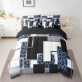 thumbnail image 2 of YST Blue Cheetah Print Comforter Set With Sheets 7 Piece Black Silver Gray Abstract Geometric Bedding Set Full For Boys Adults Men,Leopard Checkered Bed In A Bag Wildlife Grids Bed Set, 2 of 5