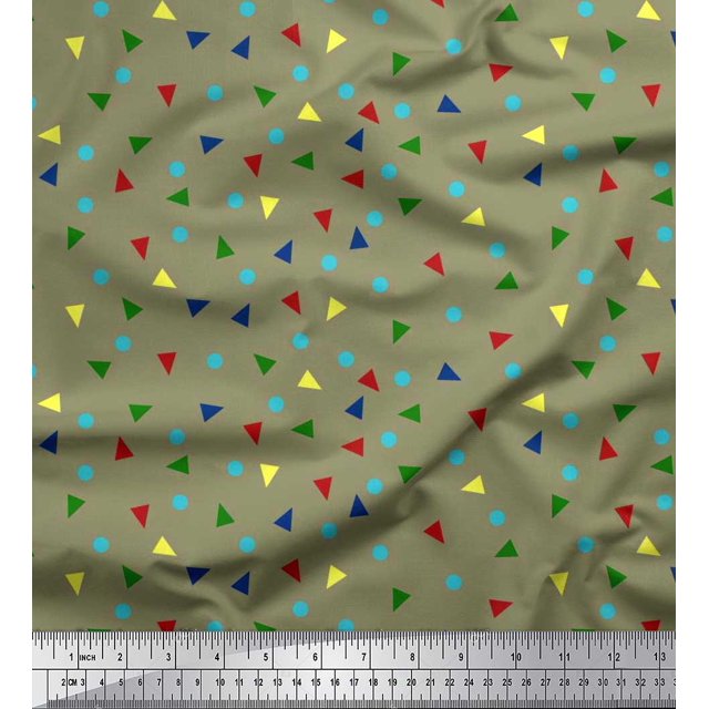 Soimoi Georgette Viscose Tissu Dot & Triangle Géométrique Tissu Imprimé 1 Yard 42 Inch Wide