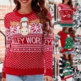 thumbnail image 2 of Zhanying Chandail Rouge Femme Tenue de Tous les Jours Famille Assortie Christmas Sweater Chandail Rouge à Col Rond pour Femmes Christmas Sweater, 2 of 8