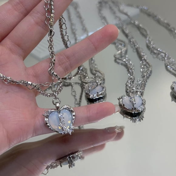Canada Day Kcavykas Back to School Season,Elegant Diamond Necklace for Women Zircon Crystal Ring Accessories Jewelry