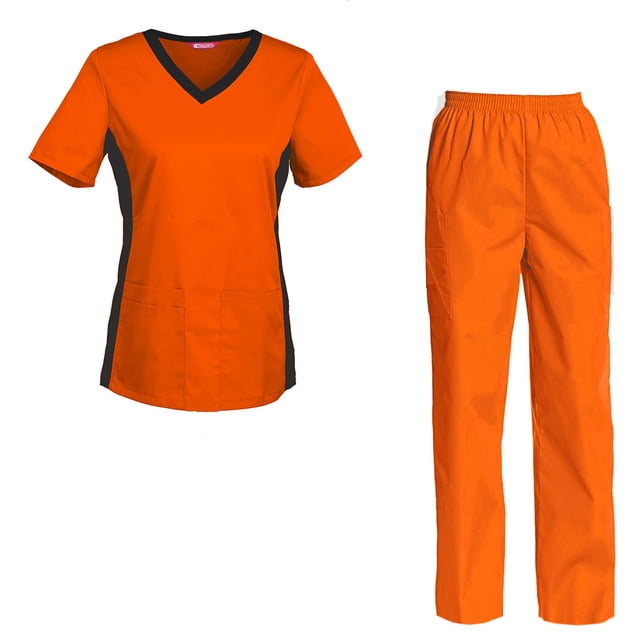 Women's Scrubs Set Scrub Top and Pants Scrubs Set