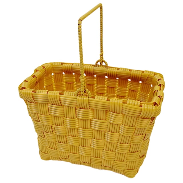 Plastic Woven Basket Storage Basket Desktop Organizer Small Fruit Basket with Handle