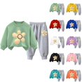 thumbnail image 1 of Pisexur Ensemble de Vêtements d'Automne et d'Hiver pour Bébés Filles Garçons 2 Pcs Mode Décontractée Imprimé Floral Manches Longues Col Rond Chandails en Molleton et Pantalons Ensemble de Survêtement pour Filles Garçons 3-8 Ans, 1 of 4
