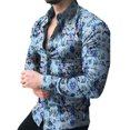 thumbnail image 1 of Innerwin Blouse Col à Revers Hauts pour Hommes Chemises à Manches Longues à Simple Boutonnage Bleu Floral TG, 1 of 4