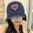 thumbnail image 3 of Retro Heart Splicing Baseball Hat Retro Extended Brim Adjustable Washed Sun Hat Couple Student Cute Sunscreen Hat Streetwear, 3 of 10