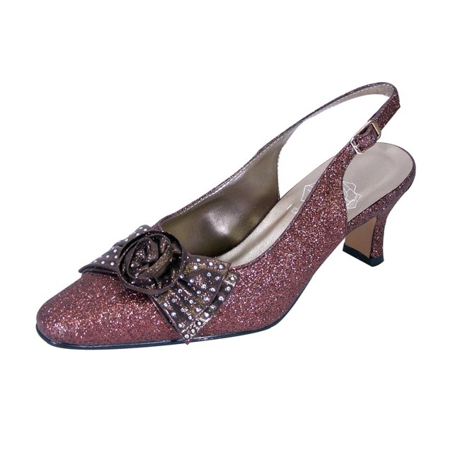 FLORAL Chaussures Slingback à Paillettes en Tissu pour Femmes Alaina à Largeur Grand