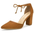 thumbnail image 1 of BLISSFUL STEP Women's Ankle Tie Block Heel Pointed Toe Dress Pumps, 1 of 6