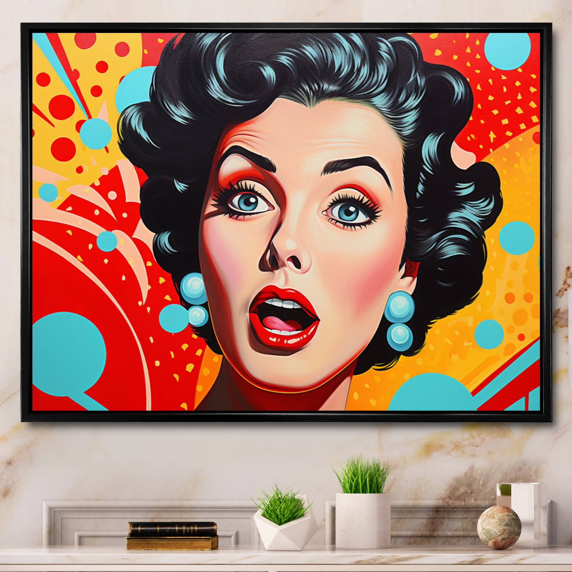 Designart Pop Art Oversized framed wall art decor, Pop Art framed