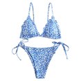 thumbnail image 2 of Two Piece Swimsuit Women Print Two Piece Retro Halter Ruched High Waist Print Bikini Set Swimsuit Girls on Clearance, 2 of 8