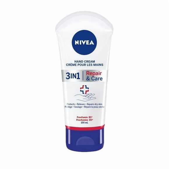 NIVEA 3-in-1 Repair & Care Hand Cream (100mL), Hand Cream for Very Dry Hands, Moisturizing Cream with Pro-Vitamin B5 for Use After Hand Sanitizer or Hand Soap, 100 mL