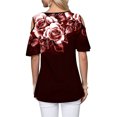thumbnail image 3 of DYMADE Women Round Neck Off Shoulder Short Sleeve Floral Casual Top, 3 of 3