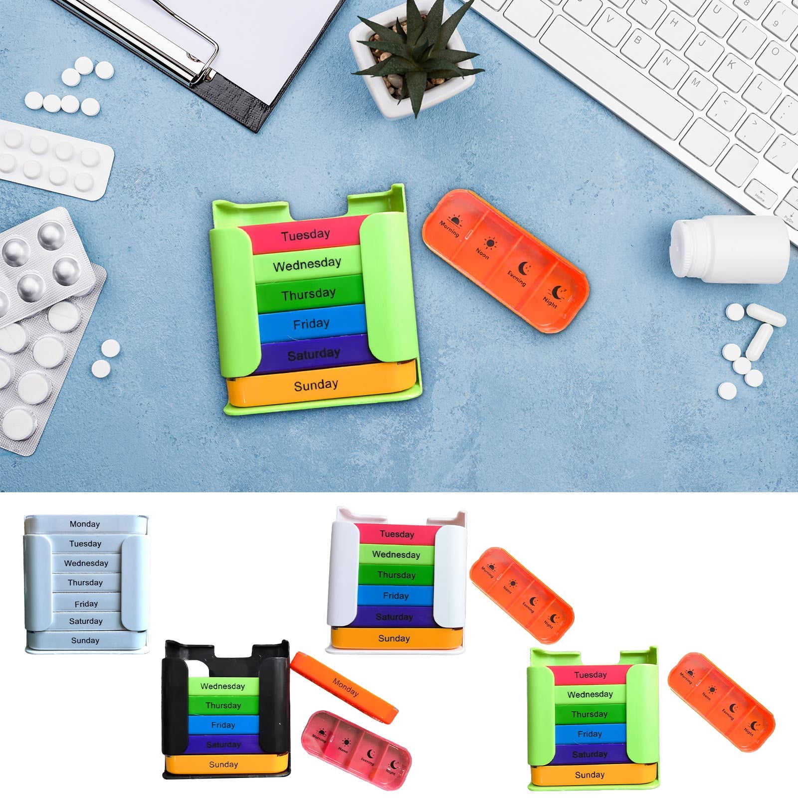 Sentmoon Pill Box 7 Day Medication Organizer Pill Cases Organizers 7 Day Medicines Box for Household Travel