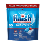 Finish Quantum Dishwasher Detergent Pods, 3-Chamber Formula with Powerball Action, No Pre-Rinse, Grease & Stain Removal, Scrubs Dried-On Food, Deep Clean & Sparkling Shine, 90 Tabs