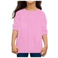thumbnail image 4 of TIEVOSA Garçons Filles Automne Manches Longues T-Shirt Uni à Imprimés Hauts pour 2-3 Ans (Rose), 4 of 4